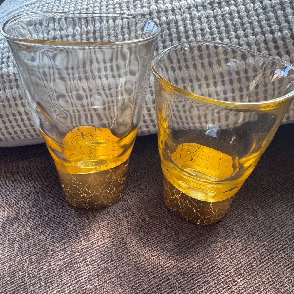 Gold Crackle Glass Tumblers Japanese craft
